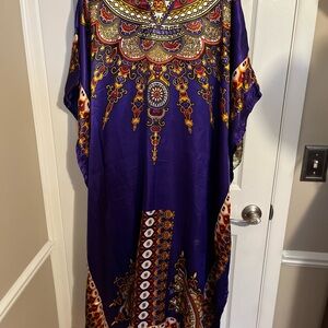 Vibrant Purple Maxi Dress with Intricate Patterns